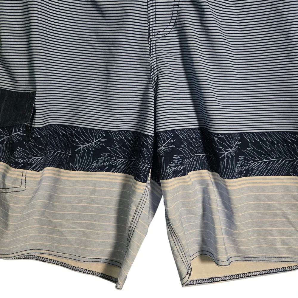 Stillwater Supply Co‎ Mens Size 36 Blue Striped Tropical Leaf Board Shorts Swim